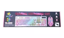 Kit Teclado Y Mouse Gamer Rosado Retroiluminado Con Rgb