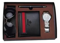 Set De Regalo Hom 4p Reloj Billetera Lapicera Lentes