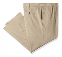 Estibadores Pantalon Caqui De Frente Liso Con Ajuste Tradici