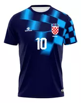 Camisa Modric Croacia Azul Infantil E Adulto