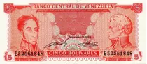 Billete 5 Bolívares 21 De Septiembre 1989 Serial E8