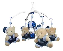 Móbile Berço Urso Azul Marinho Menino Bebê Musical Giratório