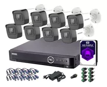 Kit Hikvision Dvr 16 Canales + 8 Cámaras Hd Exterior Balun Fuente Disco Western Digital Purple