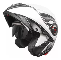 Casco Para Moto Rebatible Okinoi Okn-10  Blanco Con Gráfica Negra Talle M 