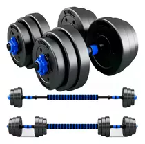 Set 2 Mancuernas + Barra 3en1 + 20kg Disco Pesa Pvc - El Rey