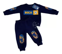 Conjunto Frizado Bebé Parche Boca Juniors Licencia Oficial 