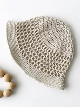 Piluso Gorro Sombrero Tejido Crochet Crudo - Mujer Verano