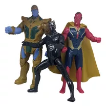 Kit Lote De Bonecos Pantera Negra Thanos Visão Marvel Dc