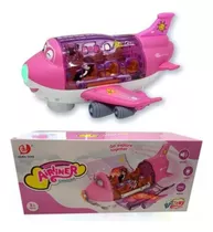 Avião Rosa De Brinquedo Musical Infantil Gira Bate Volta