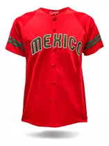 Jersey Casaca Beisbol Mexico Bordada Rojo Baseball