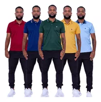 Combo 5 Camisas Gola Polo Masculina Slim 