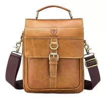 Cartera Satchel Bull Captain Bolso De Hombro De Cuero Genuino Diseño Liso De Cuero Bovino  Yellow Brown Con Correa De Hombro  Marrón Asas Color  Marrón Claro Y Herrajes Metal