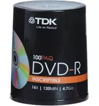 Dvd-r Tdk Estampado X100 Unidades 4.7gb No Memorex Verbatim