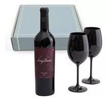 Caja Regalo Luigi Bosca Malbec X1 + Copa Cristal Negras X2