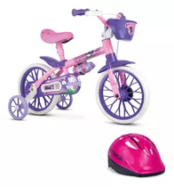 Bicicleta Infantil Aro 12 Meninas Nathor Cat Com Capacete