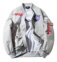 Chaqueta Bomber Con Ajuste De Parche Apollo Nasa Para Hombre