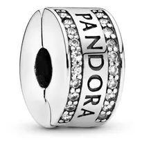 Dije Charm De Clip Pandora Logo Plata S925 Original 