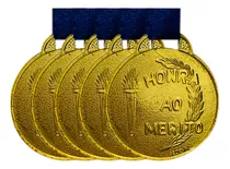 Kit 20 Medalhas 35mm Com Fita Azul - Honra Ao Mérito Melhor
