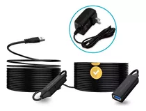 Cable Extension Usb 3.0 Activa Amplificada 10mt + Ad. 5v 2a