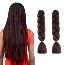 2 Pzs Extensiones De Trenzas Africanas Kanekalon Color 4#-marrón