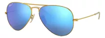 Anteojos De Sol Polarizados Ray-ban Aviator Flash Lenses Standard Con Marco De Metal Color Polished Gold, Lente Blue De Cristal Flash, Varilla Polished Gold De Metal - Rb3025