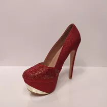 Zapato Dama Fiesta Rojos Taco Aguja De  15cm 