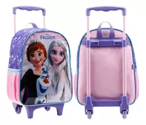 Mochila Rodinhas Princesas Frozen Escolar Infantil Disney Cor Violeta