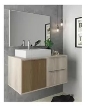 Juego De Baño Muebles Web Aereo Mdf 2 Cajones Puerta Bacha  Y Espejo