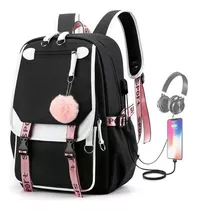 Mochila Kawaii De Estilo Coreano Para Jóvenes, Puerto Usb