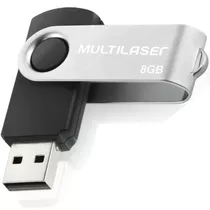 Pen Drive 8gb Multilaser Preto E Prateado Usb 2.0