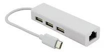 Conversor Adaptador 3 Usb + Rj45 A Tipo C