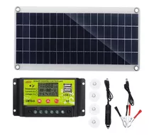 Kit Painel Solar 300w + Controlador 10a Lcd Com Usb 12/24v