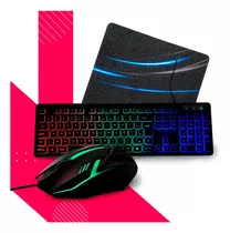 Kit Teclado Semi-mecânico + Mouse Gamer 3200 Dpi + Mouse Pad