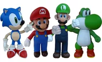 Kit 4 Bonecos Grandes - Super Mario, Luigi, Yoshi E Sonic