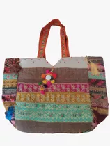 Bolsa Grande Indiana De Patchwork Colorida-cod.009