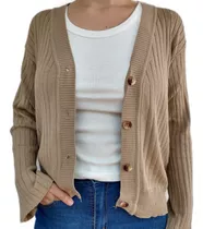 Saco Botón Cardigan Sweater De Mujer Bremer Elastizado