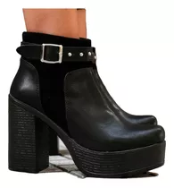 Botas Botinetas Plataforma Mujer Eco Cuero Gamuza Clari