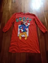 Remeron Pijama Camisón Rojo Goofy Con Detalle T M.manga Larg