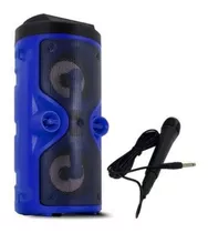 Caixa De Som Bluetooth Com Microfone Led 20w Rms D-s13 Azul
