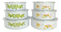 Set X3 Bowl Enlozado C/ Tapa Apilables Cocina Ensaladera Bz3