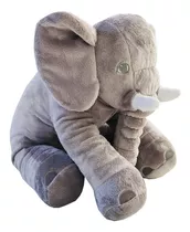 Almofada Elefante Cinza Com Azul Travesseiro Pelúcia 62 Cm