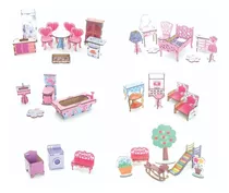 41 Mini Móveis Para Boneca Decorado Casinha Mdf Colorido