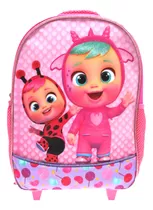 Mochila Escolar Cry Babies Bebes Llorones Con Ruedas Color Rosa Claro