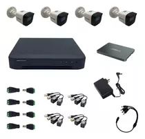 Kit 4 Camaras + Dvr 8 Canales + Disco Ssd + Accesorios Cctv