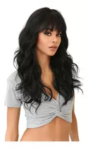 Peruca Lace Wig Cabelo Fibra Organica Ondulada Com Franja Reta Rass Hair