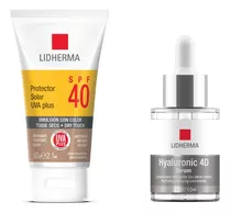 Protector Solar 40 Color + Hyaluronic 4d Serum Lidherma 