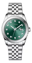 Reloj Feraud Mujer Piedras Verde Calendario Moda F5541lslv