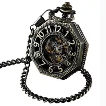 Reloj De Bolsillo Steampunk Esqueleto Mecánico Windup Retro