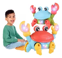 Brinquedo Caranguejo Com Led Música Bebê Rastejante Fujão