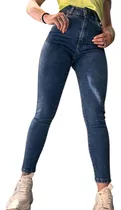 Jeans Chupín Azul Clasico De Mujer Tiro Alto Elastizado